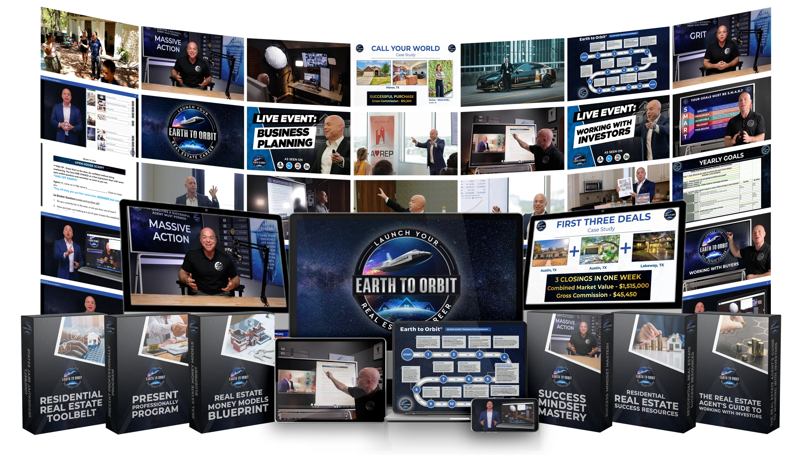 Earth to Orbit™ training collection with interactive lessons, field demonstrations, scripts, transaction roadmaps, business-planning tools, and resources