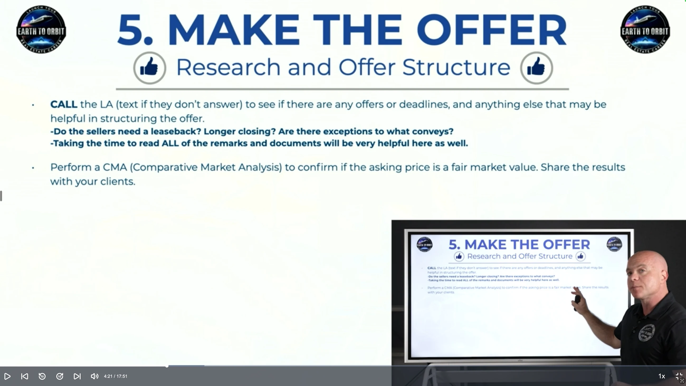 Earth to Orbit™ lesson: Research and Offer Structure, with Rob Stein demonstrating the offer process